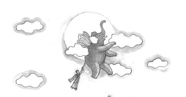 For children: A rainbow-winged elephant carries a weaver towards a destiny spun from magic