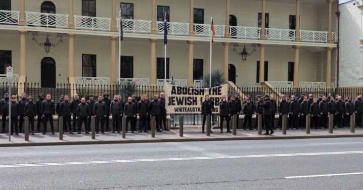 Sydney Trains frontline employee stood down after attending neo-Nazi rally outside NSW Parliament House