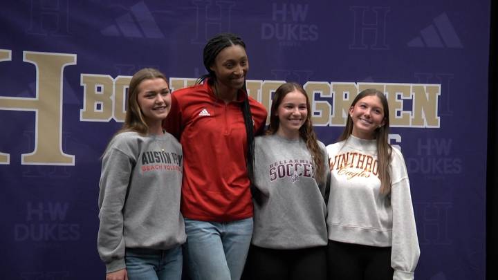 Four Lady Purples sign to continue their athletic careers
