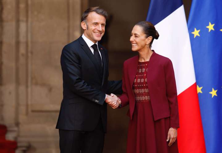 Sheinbaum recibió a Macron en el Palacio Nacional de México