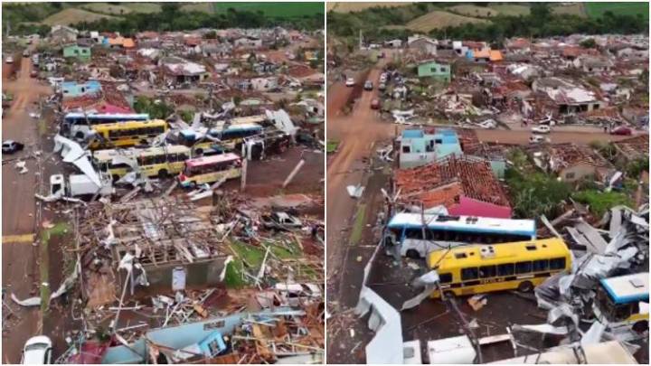 Así se ve desde el aire destrucción causada por tornado en Brasil 🎦