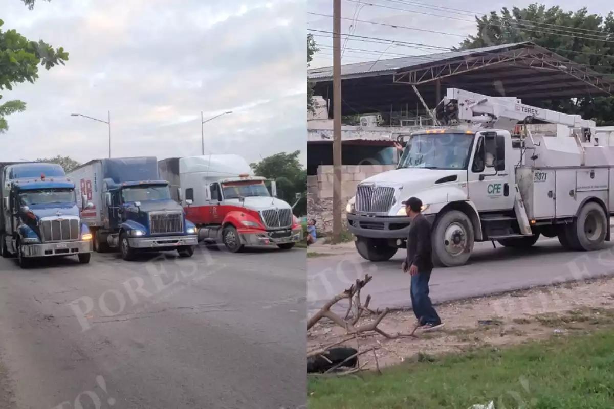 Vecinos de El Roble Agrícola, Mérida, bloquean Periférico Poniente por apagón de tres días