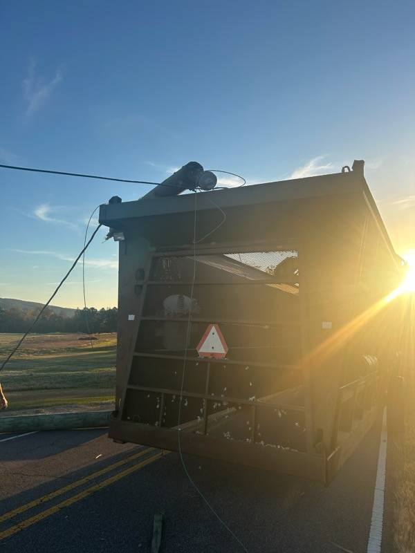 Power Lines Torn Down by Cotton Module Trailer; Road Closed