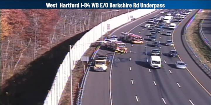 Car fire on I-84 in West Hartford causes traffic delays