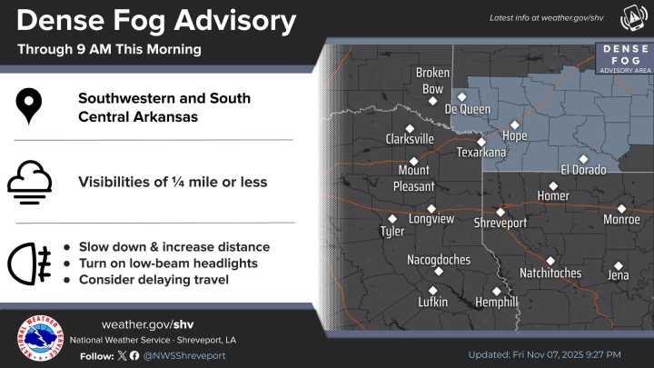 Dense Fog Advisory in effect