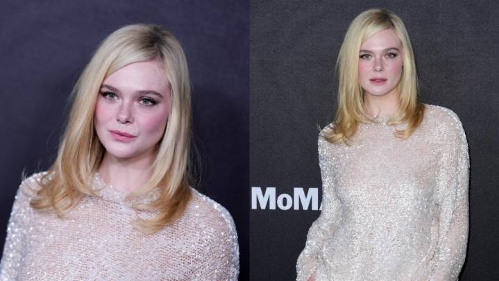 Elle Fanning Shimmers in Chanel Sequins & Cartier Jewels at MoMA Gala