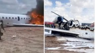 Avión con funcionarios dentro se sale de la pista y se prende en llamas, un pasajero grabó la tragedia