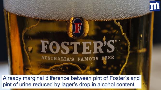 Difference between Foster's and piss narrows further