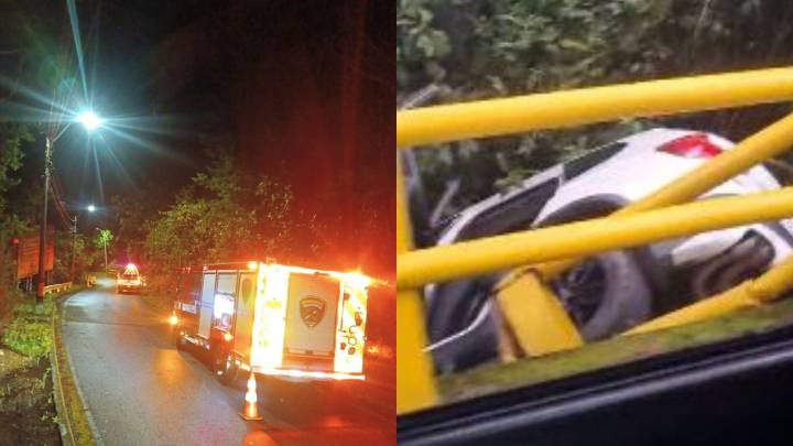 Accidente en Loma del Escobero: vehículo se queda sin frenos y cae a caño