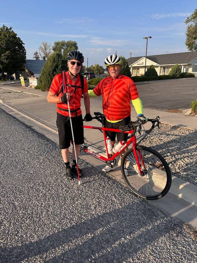 Sometimes not seeing is believing for this tandem cycling team
