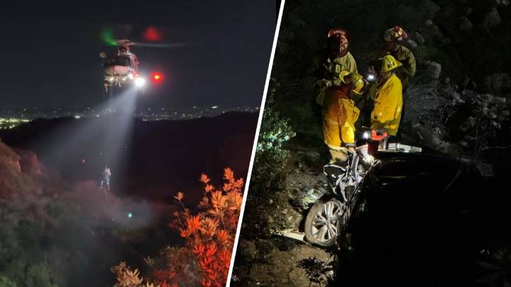 Car falls 70 feet off Sylmar cliff, injuring 2 people