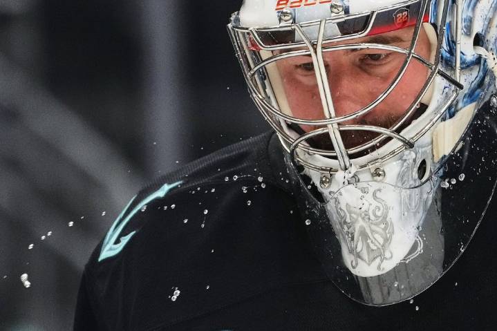 Grubauer stops all 19 shots in relief as the Kraken beat the Sharks 4
