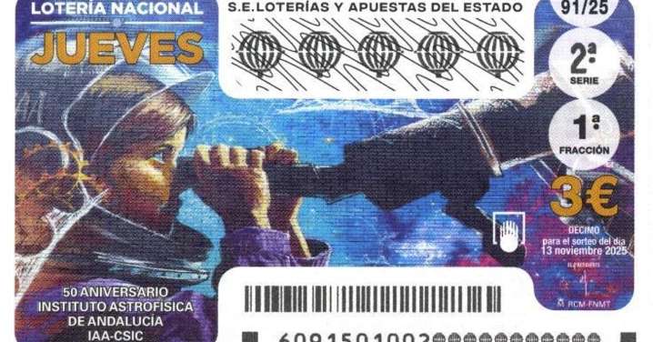 Así es el décimo de la Lotería Nacional ilustrado por el Niño de las Pinturas y con el Instituto de Astrofísica de Granada como protagonista