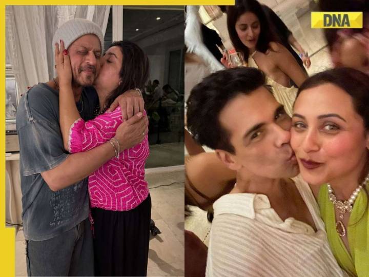 Inside pics of Shah Rukh Khan's 60th birthday celebrations, Farah kisses SRK