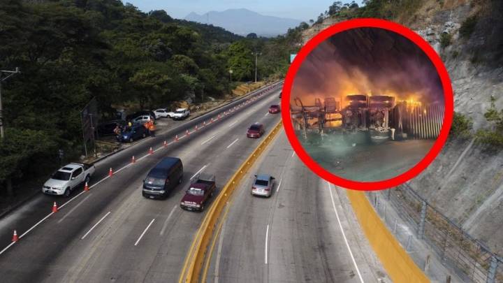 Tráiler se estrella y termina en llamas en Los Chorros; chofer perdió el control