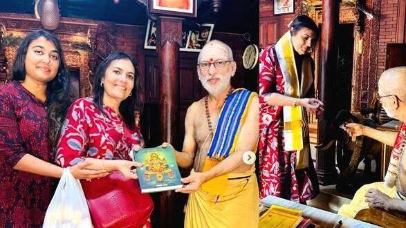 Suchitra Mohanlal, daughter offer prayers at Kollur Mookambika Temple