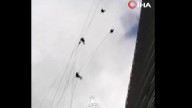 Terror en las alturas: trabajadores fueron elevados por el viento mientras limpiaban un rascacielos
