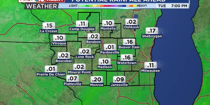 Few Showers Expected Through Tuesday