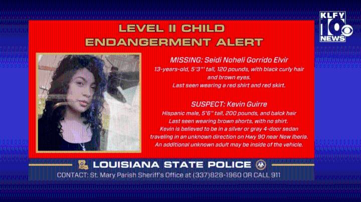 Missing child alert issued for St. Mary Parish teen