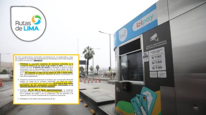 PJ ordena suspender el cobro de peajes de manera inmediata a Rutas de Lima en casetas de Villa y Punta Negra
