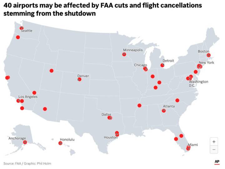 Flight cancellations accelerate as US airlines comply with shutdown order to cut flights