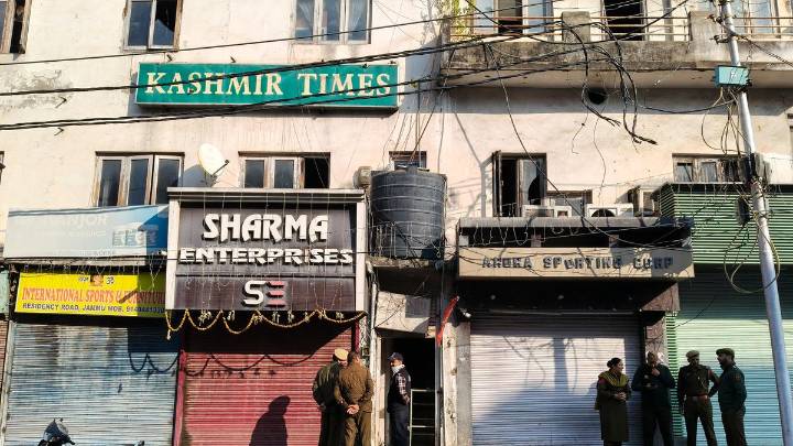 AK rifle cartridges, pistol rounds and grenade pins recovered in SIA raid on Kashmir Times office