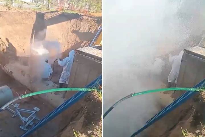 Mientras lo arreglaban. Fuerte explosión de un caño de agua en una planta potabilizadora en Paraná
