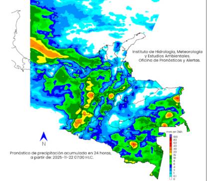 Así se comportará el clima en Colombia este fin de semana del 22 y 23 de noviembre de 2025
