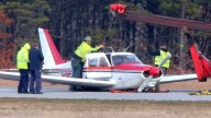 Small plane lands on belly on Cape Cod runway