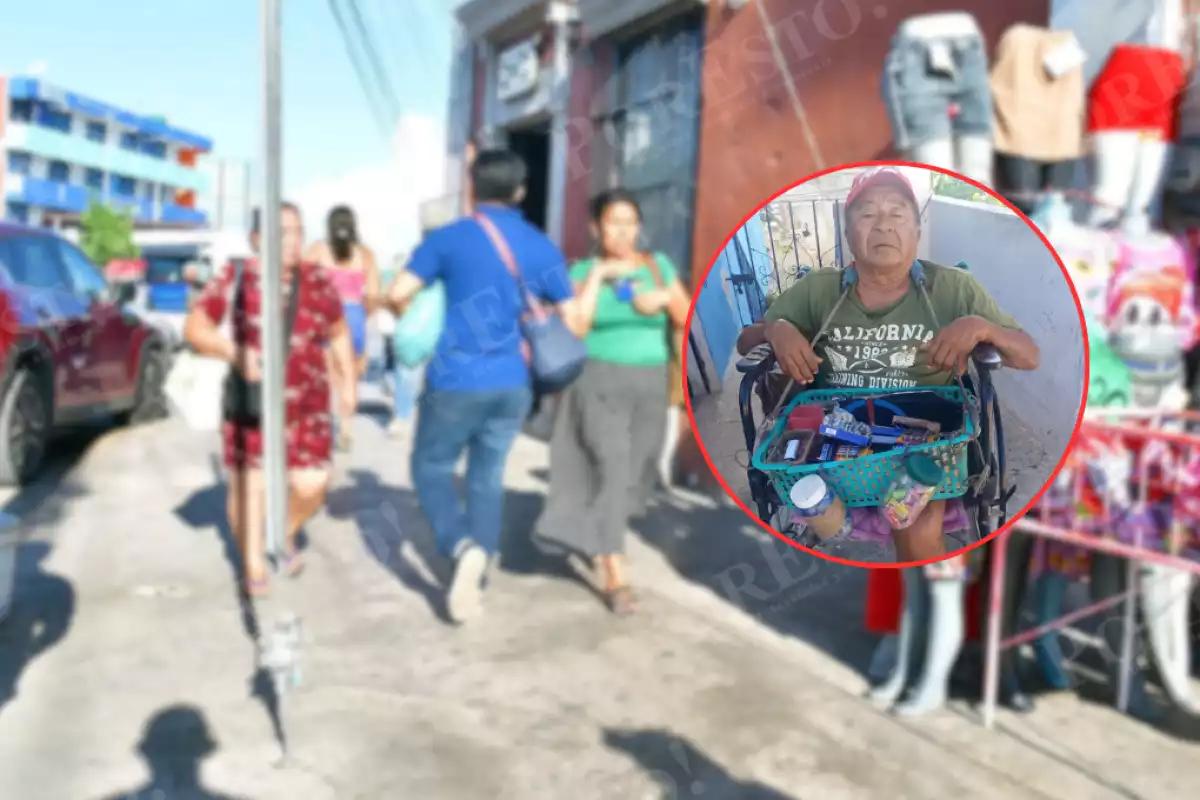 Vendedor con discapacidad en Campeche denuncia que mujer finge trastorno para robarle sus ventas