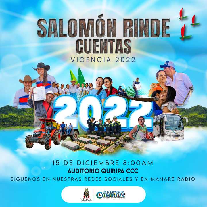 Hoy rinde cuentas a los casanareños el Gobernador Salomón Sanabria, vigencia 2022