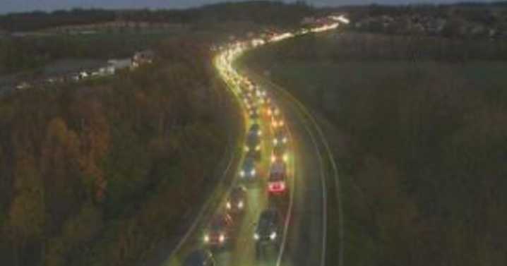 Major delays as M8 motorway closed near Edinburgh Airport