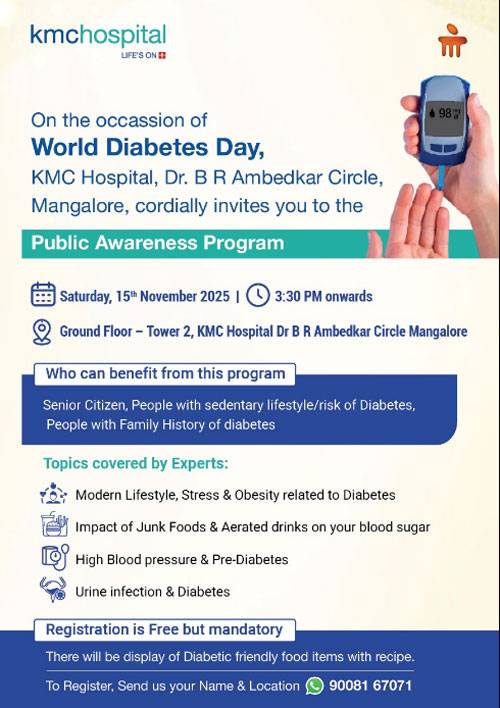 KMC Hospital Mangaluru to host public awareness programme on World Diabetes Day