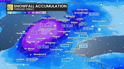 Significant lake-effect snow squall event threatens 20+ cm in southern Ontario