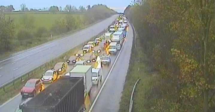 M1 live updates after crash and fire shuts carriageway in both directions