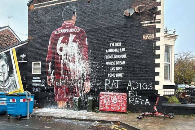‘Adios el rata’: Trent Alexander-Arnold mural defaced as Liverpool welcome Real Madrid to Anfield