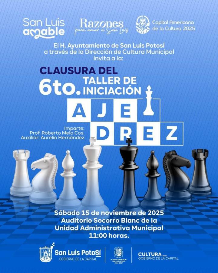 Ayuntamiento de SLP impulsa talento y pensamiento estratégico: llega la clausura del 6º Taller de Iniciación de Ajedrez