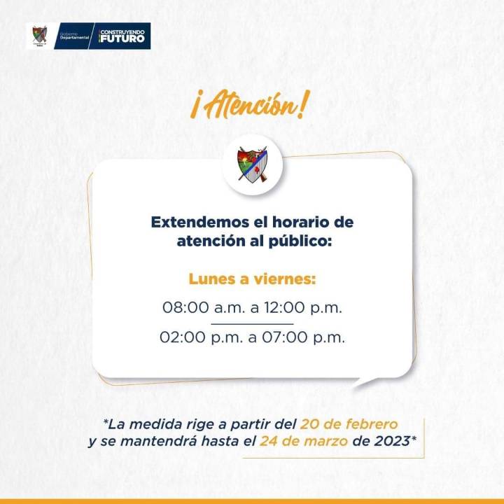 Gobernación de Arauca extiende el horario de atención al público hasta las 07:00 p.m.