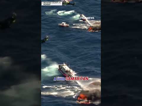 WATCH: Two rescued after boat bursts into flames #shorts #florida #us #news #foxnews #boat #fire