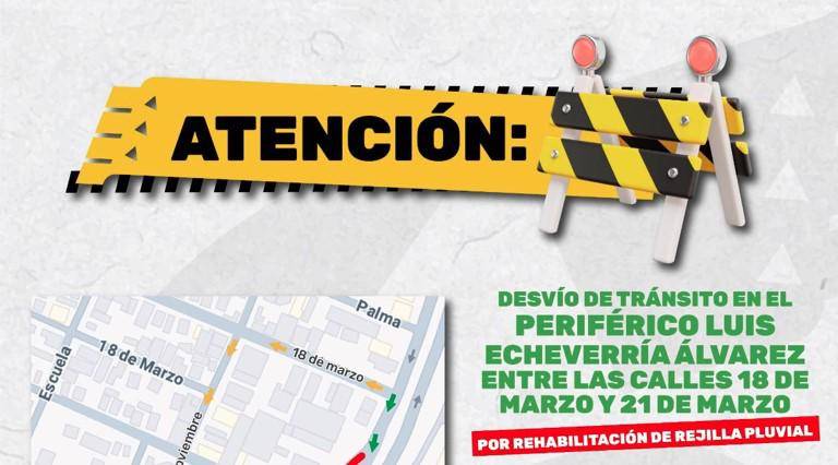 ¡Atención Saltillo! Anuncian cierre parcial en el Periférico LEA del lunes próximo al jueves por rehabilitación de rejilla