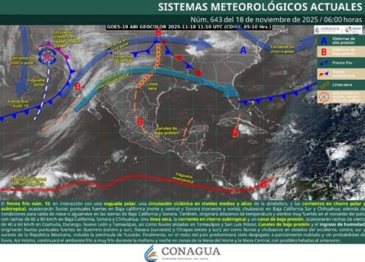 Frente Frío 15 sacude a México: frío extremo, lluvias y calor en un día