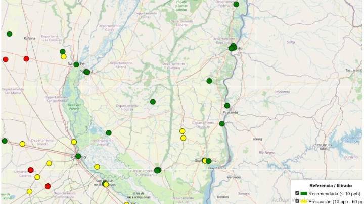 Detectan agua con concentración de arsénico en cuatro ciudades de Entre Ríos
