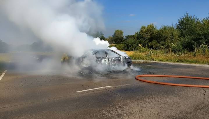 EV car catches fire on NH
