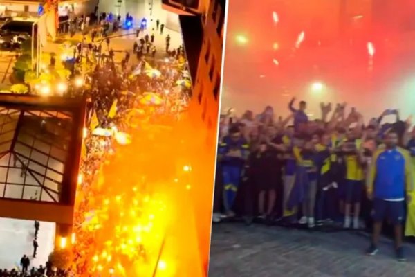 Fiesta azul y oro: las imágenes del impresionante banderazo con los jugados de Boca como protagonistas