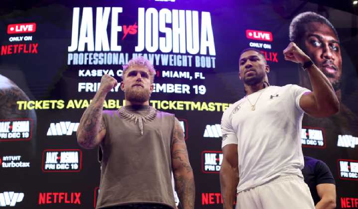 Frente a frente: Jake Paul y Anthony Joshua se encaran previo a pelea de 19 de diciembre