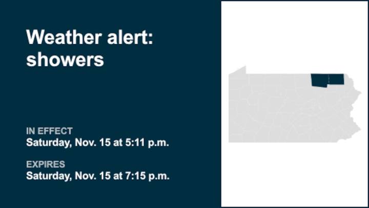 Update: Prepare for thunderstorms and showers in Bradford and Susquehanna counties Saturday evening