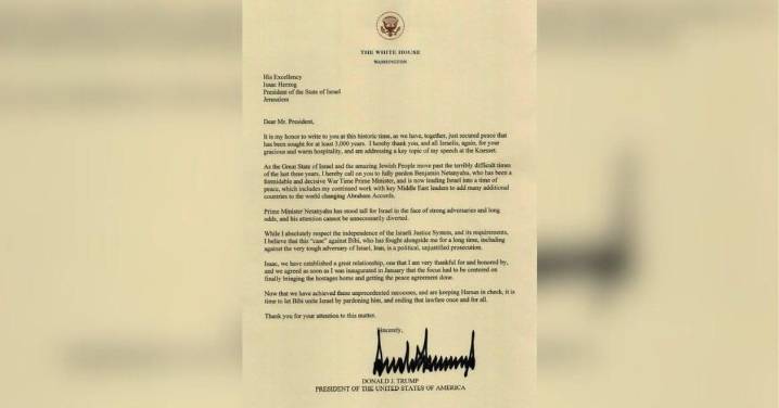 Trump intercede para lograr el indulto para Netanyahu, que será juzgado por corrupción