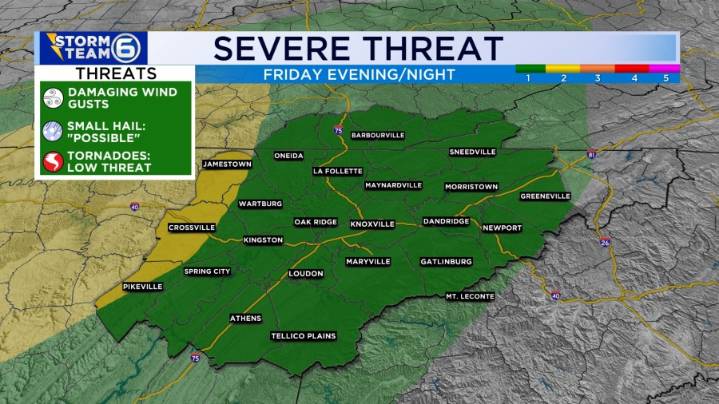 Strong storms possible Friday evening with fog later tonight
