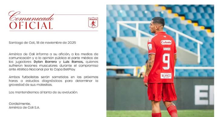 Luis Ramos sufre lesión muscular y es duda para el inicio del cuadrangular en Colombia últimas