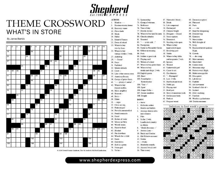 Shepherd Express Crossword: June 26, 2025